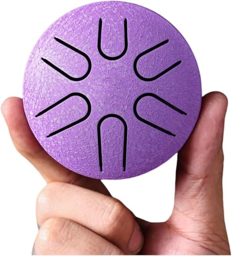 Tambor de lluvia para jardín al aire libre, mini chime de chakra colgante impermeable, 3 pulgadas 6 notas (morado)