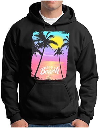 Sweat à capuche homme vintage noir grande taille 4XL imprimé surfer
