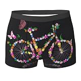 TDAHEGN Herren-Boxershorts, Motiv: Fahrrad mit Blumen, dehnbar, weich, siehe abbildung, XXL