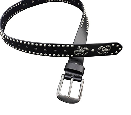 Heavy Metal Scorpion Studded Biker Hip Hop Genuine Leather Belt Mens Waistband (110Cm) #TOP4