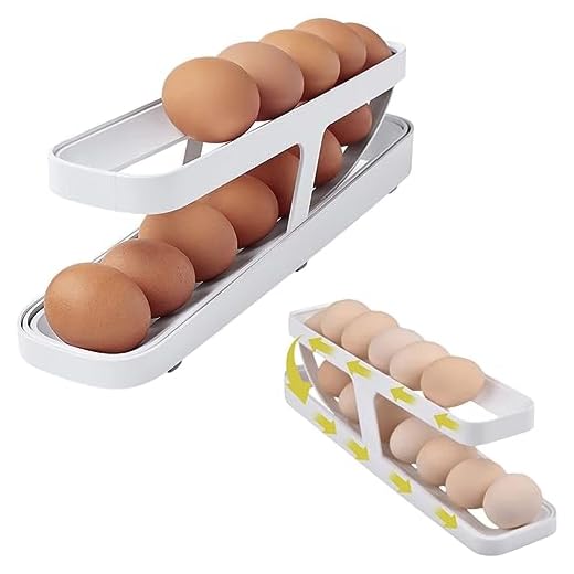 ORGANIZADOR DISPENSER DE OVOS GELADEIRA 2 NIVEIS ROLAGEM RECIPIENTE DE ARMAZENAMENTO AUTOMÁTICO ORGANIZADOR