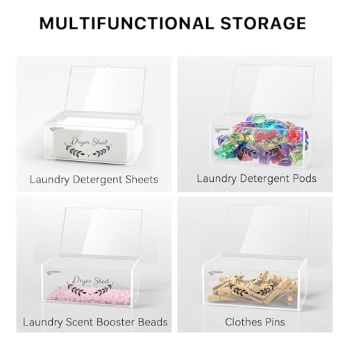 Nextradero Suporte de folha de secadora, dispensador de folhas de secador de acrílico com tampa, arm