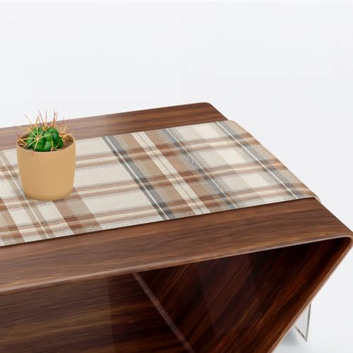 Chemin de table à carreaux marron pour protéger et embellir votre table - 7