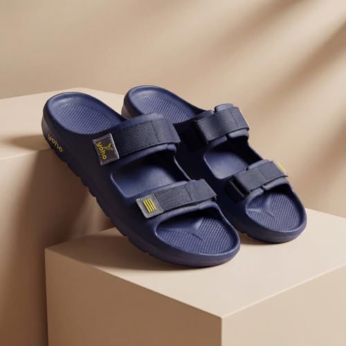 Image of YOHO Wilo Double Strap Sliders for Men | Cushioned & Lightweight | Adjustable Strap | Comfortable Monsoon Footwear & Rainy Sandals
