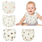 Lictin Muslin 4-Pack Baby Bandana Drool Bibs, 100% Cotton for Unisex Boys and Girls, Soft Absorbent Set for Teething and Drooling, Super Absorbent Organic Cotton Baby Bibs