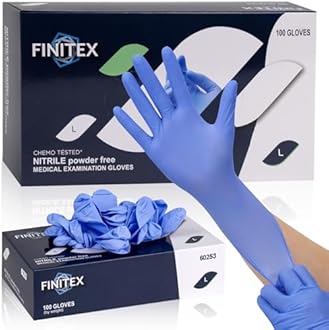 FINITEX Nitrile Disposable Medical Exam Gloves - 100 PCS Blue Latex-free Examination Chemo Food Glove (Large)