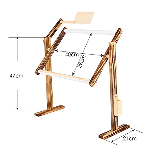 Bastidor de soporte de madera para bordado individual con base ajustable marrón 5