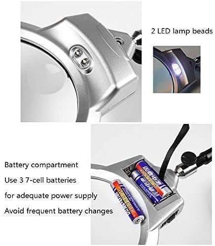 Sn Lupa transparente de 10 aumentos de lectura para niños mayores y estudiantes, escritorio de metal con aumento de luz, lupa de espejo con luz doble de comodidad,