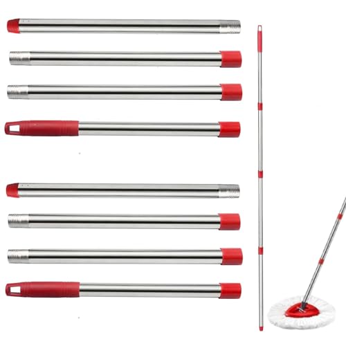 Image of Spin Mop Replacement Handle, 4-Section 30-to-58 inch Mop Replacement Stick Compatible with Ocedar Mop Handle for Easy Wring Mop Refills, Germany Screw Joint (Red 2 Pack)
