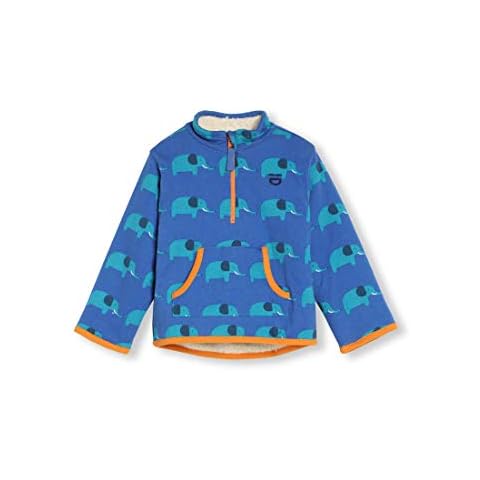 kIDio Organic Cotton Baby Infant Toddler Reversible Fleece Jumper - Boy Girl (0-4 Years) (18M (12-18 Months), Blue Elephant) Cover