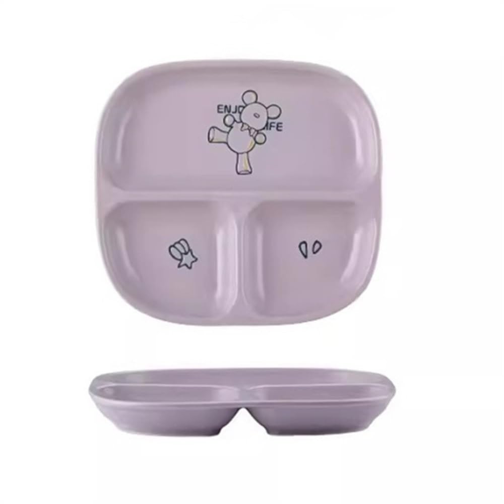 Assiettes compartimentées pour la Maison, Plateau compartimenté, Plateau de Petit-déjeuner pour Enfants, Plateau de Perte de Poids pour Adultes (Style Violet 1)