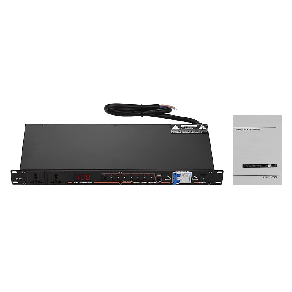 DB2-02 10-Fach Rack-Montage Power Sequence Controller Conditioner Überspannungsschutz Netzteilregler mit LED-Anzeige USB-Schnittstelle für DJ-Equipment Instrument Rigs Audio-Aufnahmesystem