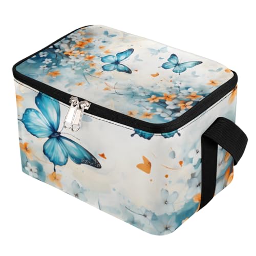 GzLeyigou Lunch Bags for Women Men 9 Cans,Butterfly Hot & Cold Food Delivery Bag Insulated Grocery Bag Insulated Lunch Box Butterfly Floral Cooler Bag for Office Work Picnic Beach
