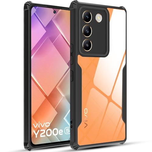 Image of A rtistque Clear Hard Transparent Acrylic Armor Anti-Drop Shockproof TPU Edge Back Cover Case for Vivo Y200e - Black