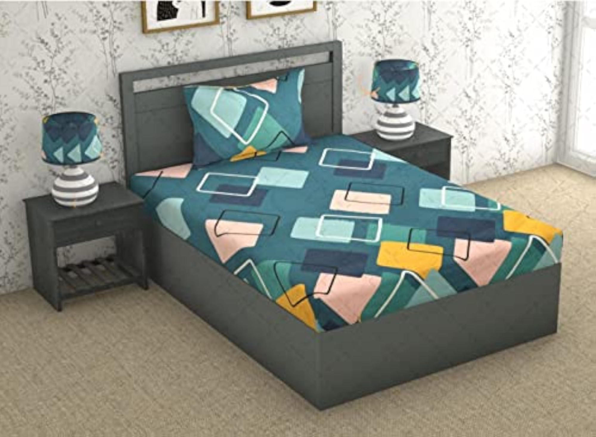 Super Soft Brushed Microfiber Cotton Single Bed Sheet with Pillow Cover