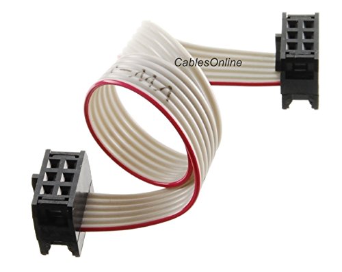 2-Pack 20cm 2.54mm Pitch 6-Wire IDC Flat Ribbon Cables (2x3 Pin Connector)