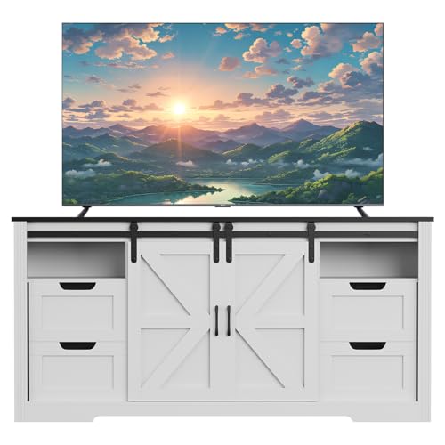 Takywep Rustic TV Console for 70-Inch Televisions, Farmhouse Media Stand