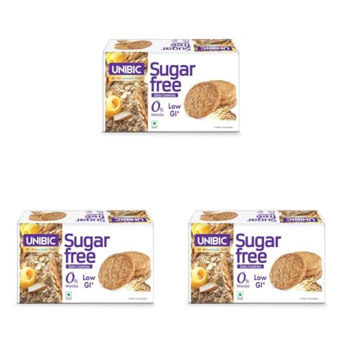 Image of Unibic Sugar Free Oats Cookies I 202.5 /225 Gm I Low GI No Maida I Cashew Biscuits I Sugar-Free Snack I Healthy Cookies (weight may vary) (Pack of 3)