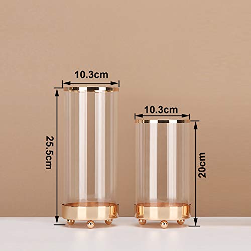 Glazen vaas met metalen basis, in stijl kristalheldere bloemenvaas, gouden lijn, mond, terrariumvaas, bloemenplant, decoratiecontainer voor thuiskantoor, decoratie, cadeau voor bruiloft, housewarming party - Afbeelding 7