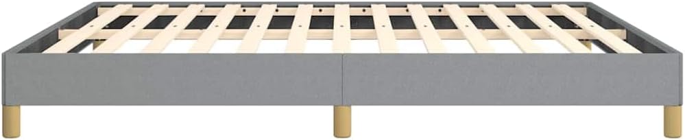 California King Bed Frame Light Gray Polyester Upholstered Platform with Sturdy Engineered Wood, Minimalist Modern Bedroom Furniture, Easy Assembly, Mattress Support Foundation