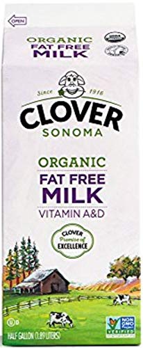 Clover Sonoma, Organic Fat Free Half Milk, Half Gallon, 64 oz