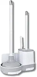 Kit de Limpeza 3 em 1 Para Vaso Sanitário Escova Sanitária Desentupidor Escova Flexível Suporte com Gaveta Para Retenção de Água