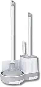 Kit de Limpeza 3 em 1 Para Vaso Sanitário Escova Sanitária Desentupidor Escova Flexível Suporte com Gaveta Para Retenção de Água