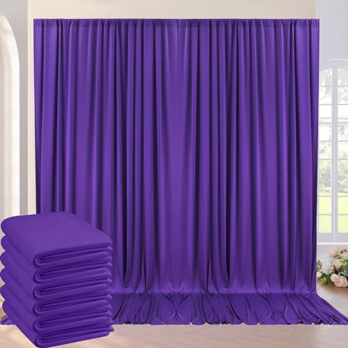 30ftÃ—10ft Wrinkle Free Dark Purple Backdrop Curtain for Party, 6 Panels 5ftÃ—10ft Soft Silky Polyester Purple Photo Backdrop Drapes for Birthday Baby Shower Wedding Photography