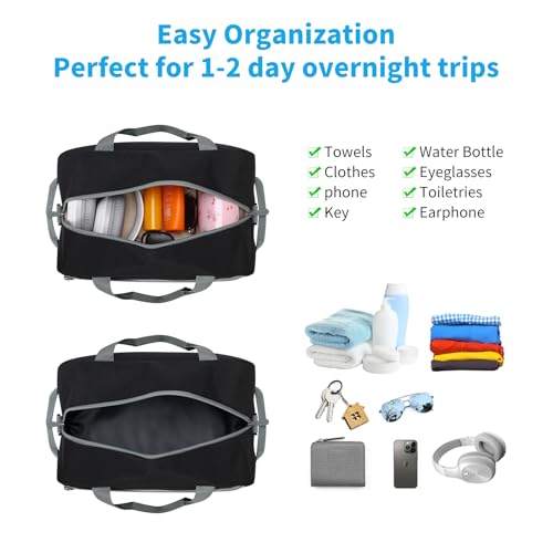 Image of Apenze Small Gym Bag 14 inch lightweight Carry On Mini Duffel Bag with D-Ring for Travel Sport - Black