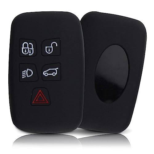 Ashar Key Hub Silicone Key Cover fit for Jaguar XF XJ XE F-PACE F-Type Range Rover Evoque Velar Discovery LR4 Land Rover Sport (5 Button Smart Key)