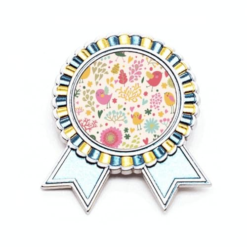Broche oiseau et fleur en métal peint taille M pour veste