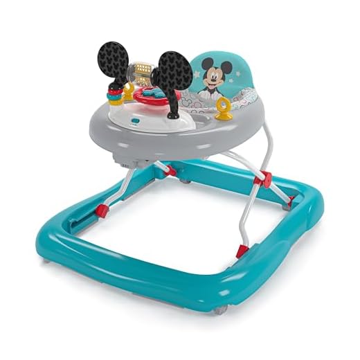 Bright Starts, Andador Bright Starts Disney Baby Mickey Mouse 2 en 1 Activity Walker Toy con centro de actividades: altura ajustable y fácil de doblar, Original Bestie, a partir de 6 meses
