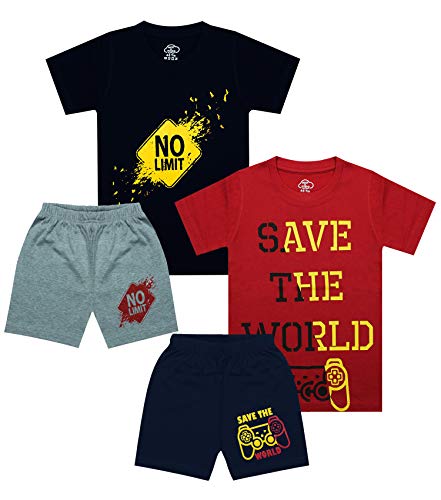 Image of MIST N FOGG Boys Cotton Half Sleeve Tshirt & Shorts Set of 2