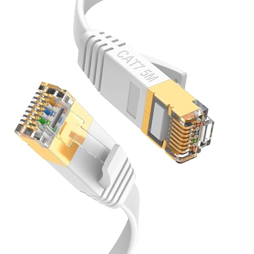 GLCON 5m Netzwerkkabel, Lan Kabel Flach 10 Gbps Internetkabel 600Mhz Patchkabel Wlan Kabel f&uuml;r PS5/PS4 Xbox PC Switch Modem