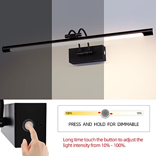 MantoLite LED Bathroom Over Mirror Light 3CCT 60CM Long Vanity Wall Light Dimmable Black Cabinet Picture Lights for Wall Ajustable Black Indoor Lighting Wall Sconce Hotel Bedside 15W Reading Lamps - Image 4