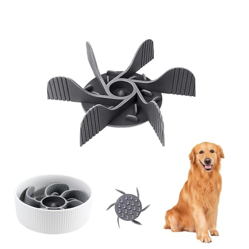 CIYIN Comedero Perro Antivoracidad, Comedero Perros Lento de Silicona, Inserto de Alimentador Lento de Perro, Slow Feeder para Perros, Gatos, Mascotas con 19 Ventosas Resistentes(Gris)