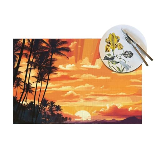 Set de table tropical en PVC lavable et résistant pour repas en extérieur - 8