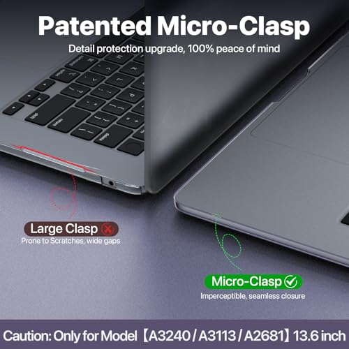 Image of Soonjet Compatible with MacBook Air 13 inch Case, Crystal Clear Shell, Fits 2022-2026 M5 /M4 /M3 /M2 A3449 A3240 A3113 A2681, Color-Matched Transparent Design for All MacBook Air 13.6 inch