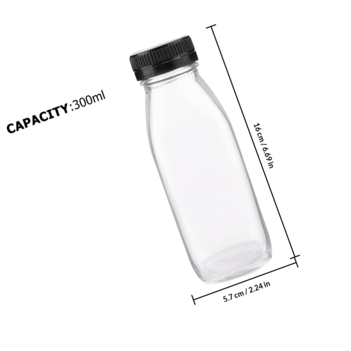 Alasum 6 Piezas Botella de Vidrio 300ml Reutilizable para Yogur y Bebidas,