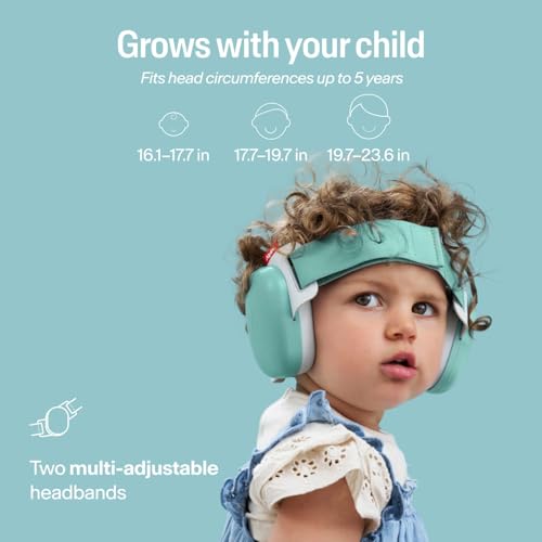 Image of Alpine Muffy Baby Comfort - Protects Hearing for Babies and Toddlers - CE & ANSI Certified - Headband for Safe fit & Comfort - Adjustable for Ages 3-48 Months - 24dB Sound Reduction, Aqua