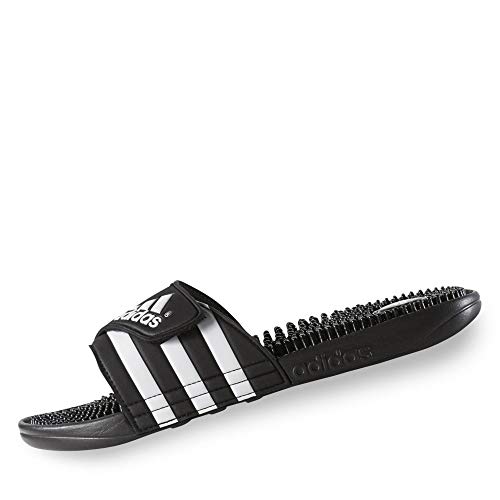 adidas Adissage Mens Summer Beach Sport Flip Flop Slide Black/White - UK 12