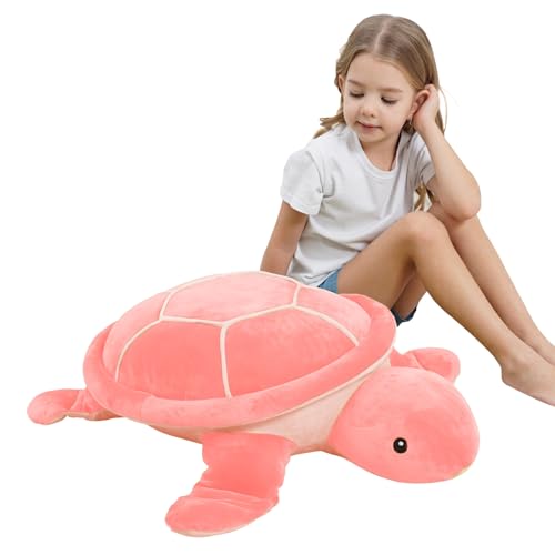 Dalmao 70cm Schildkröte Kuscheltier Groß, weiches Kuschel Kissen mit Jumbo-Schildkröte, Cartoon Stofftier Plüschtier Rosa Meeresschildkröte, Geschenk für Kinder Geburtstag