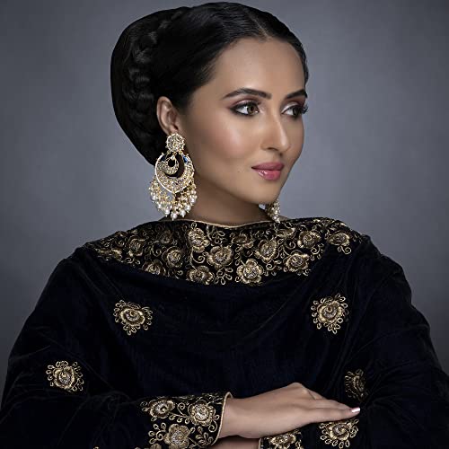 Sukkhi Sensational Kundan Gold Plated Pearl Chandelier Earring Set for Women (SKR85647), Blue, One Size - Image 6