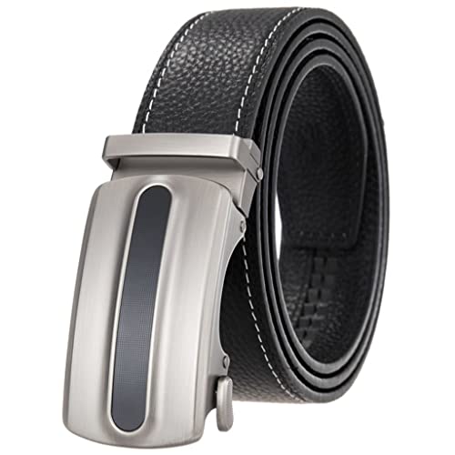 Cinturón de trinquete de Cuero para Hombres Hebilla Deslizante automática (Color : A, Size : 125cm)