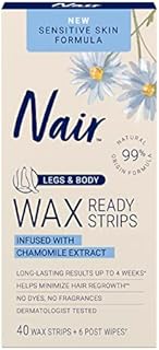 Nair Sensitive Ready Wax Strips, Legs & Body, 40 ct