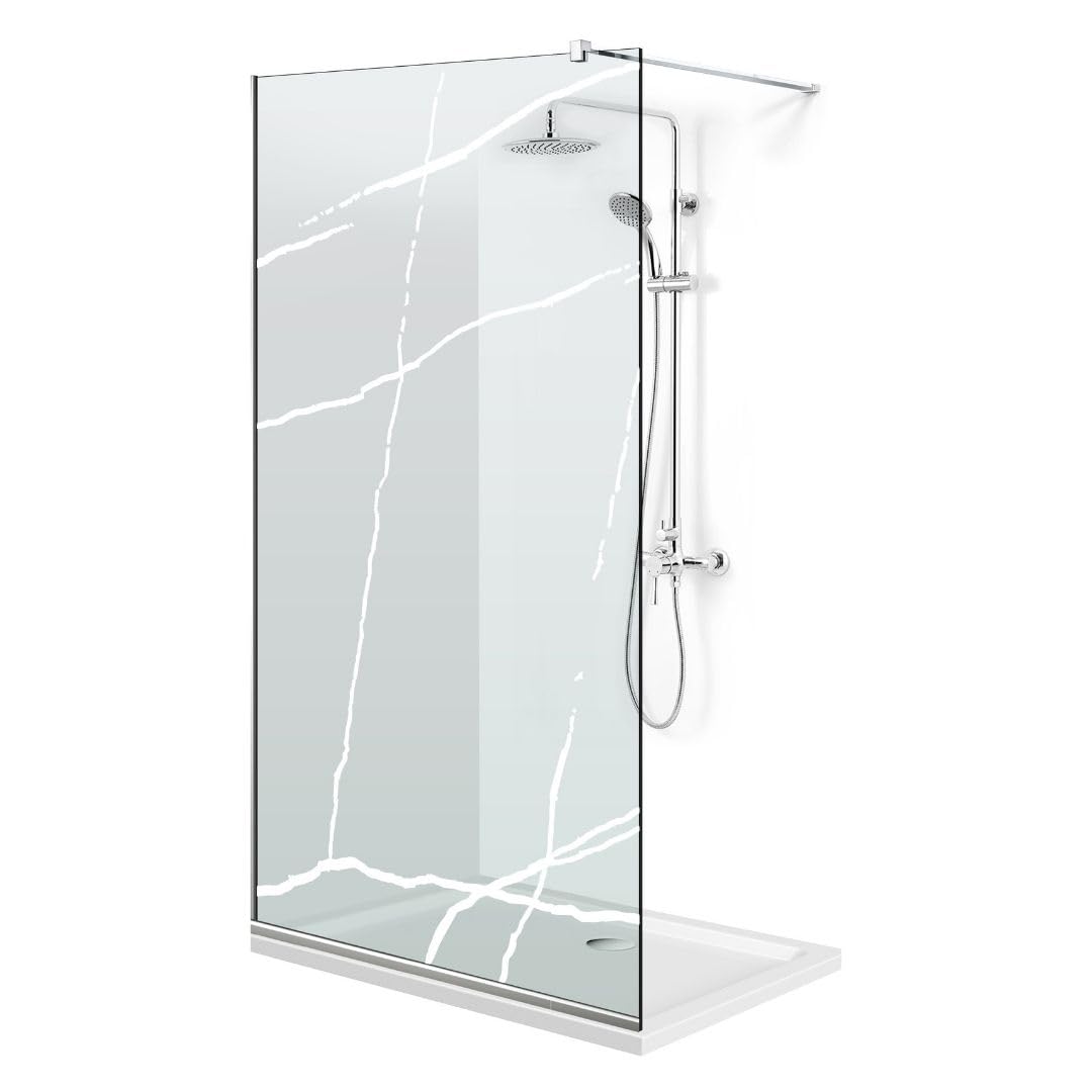 Aqua Class INOX, modello marmo, dimensioni 70 cm da 50/60/70/80/90/100/110/120, cabina doccia, vetro trasparente da 6 mm, con motivo sabbiato nano rivestito (70 x 195 cm)