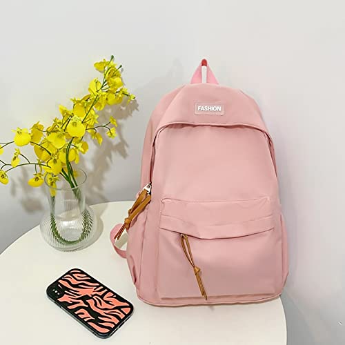 School Starts Season Fashion Women Girls Student Zipper School Bag Nylon Travel High Capacity Backpack (Pink, One Size)3