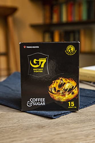 Trung Nguyen — G7 Instant Coffee — 2 in 1 — Coffee & Sugar — Strong and Bold — Instant Vietnamese Coffee (15 Single Serve Packets)