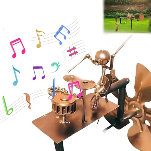 Steampunk Schlagzeuger Windspiel 50cm - Handgefertigte...