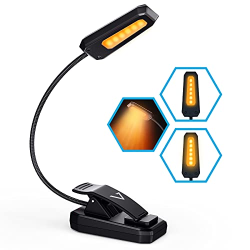 Vont Book Light Pro, Rechargeable Reading Light, Book Light for Reading in Bed, (60 Hours) Eye Protection LEDs Reading Lamp, Clip On Light, Clamp Light, Bed Lamp, 3 Modes, Warm Amber Light (1600k)